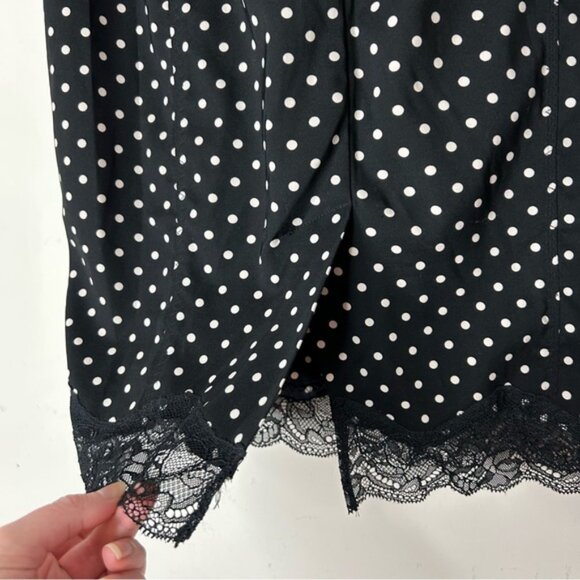 Victoria's Secret Polka Dot Mini Pencil Skirt High Rise Waist Lace trim Black 0 - Picture 10 of 14
